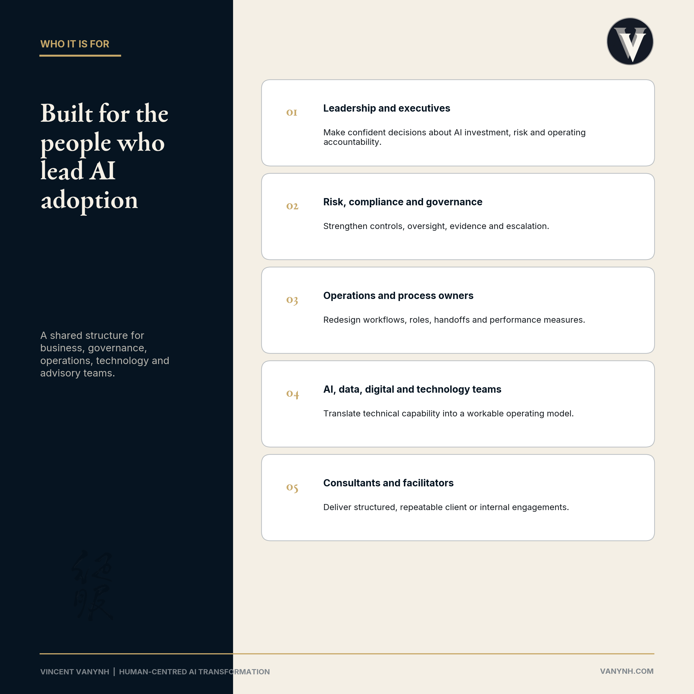 The toolkit is designed for leaders, governance teams, process owners, technology teams, consultants, and facilitators